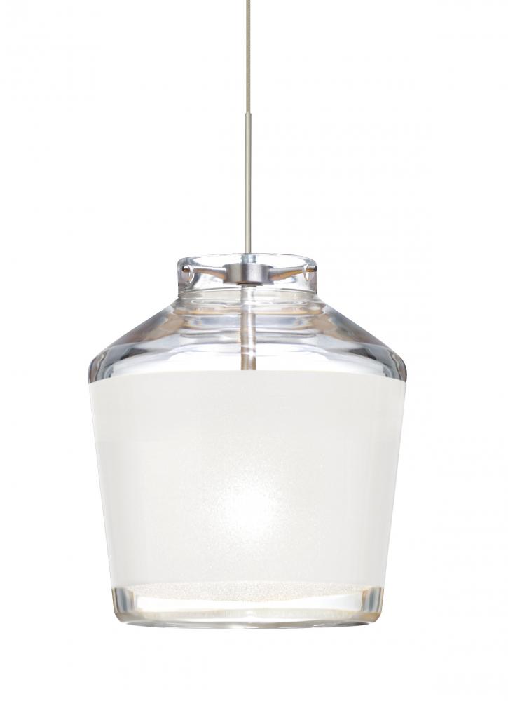 Besa Pendant Pica 6 Satin Nickel White Sand 1x5W LED