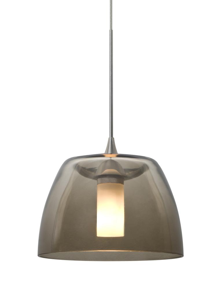 Besa Spur Cord Pendant, Smoke, Satin Nickel Finish, 1x3W LED