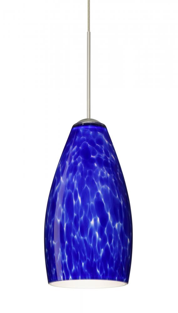 Besa Pendant For Multiport Canopy Karli Satin Nickel Blue Cloud 1x5W LED, 15Ft. Cord