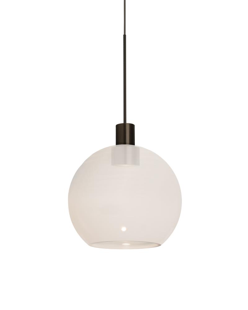 Besa, Newton 6 Cord Pendant for Multiport Canopy, Milky White, Bronze Finish, 1x3W LE