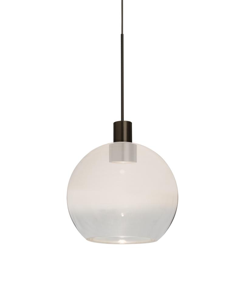 Besa, Newton 6 Cord Pendant for Multiport Canopy, Milky White/Clear, Bronze Finish, 1