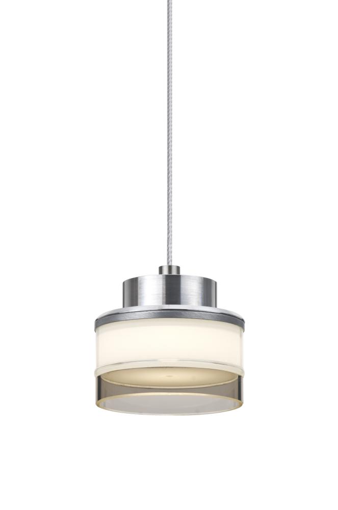 Besa, Pivot Cord Pendant For Multiport Canopy, Opal Glossy/Smoke, Satin Nickel Finish