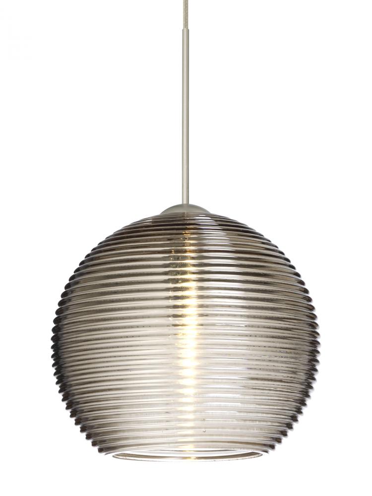 Besa Pendant Kristall 6 Satin Nickel Smoke 1x5W LED, 15Ft. Cord