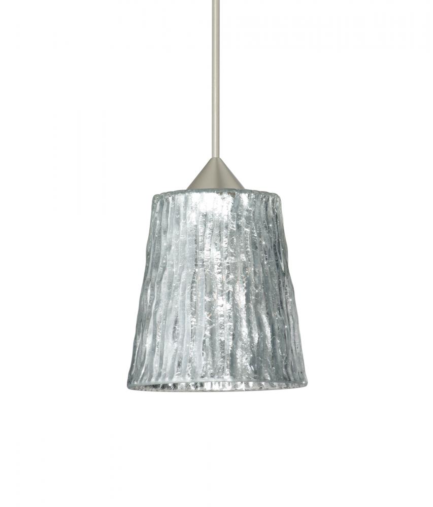 Besa Pendant Nico 4 Satin Nickel Stone Silver Foil 1x5W LED, 15Ft. Cord