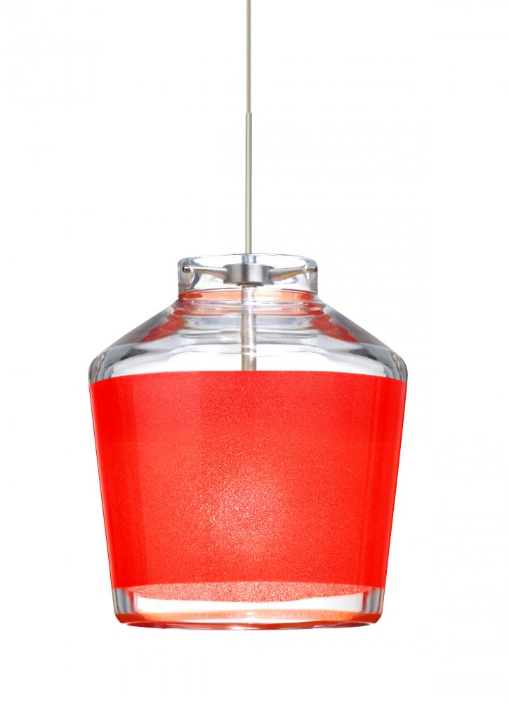 Besa Pendant Pica 6 Satin Nickel Red Sand 1x50W Halogen, 15Ft. Cord