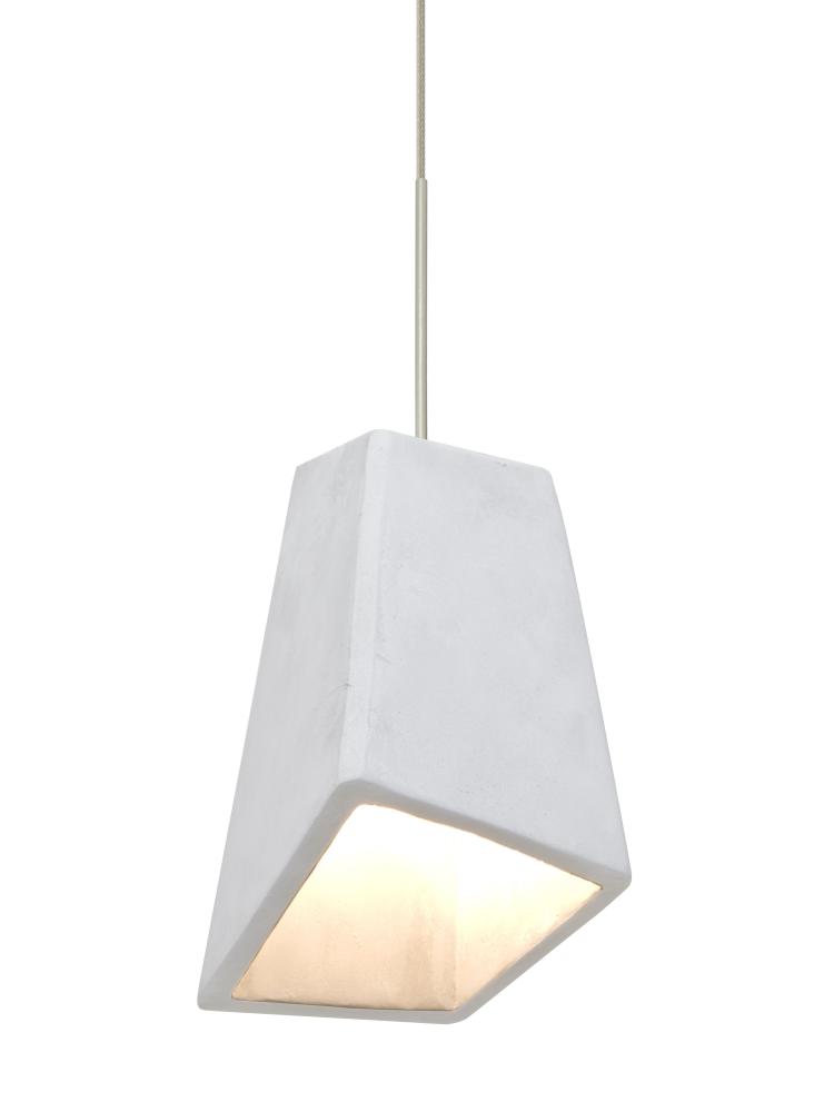 Besa Skip Cord Pendant, White, Satin Nickel Finish, 1x9W LED, 15Ft. Cord