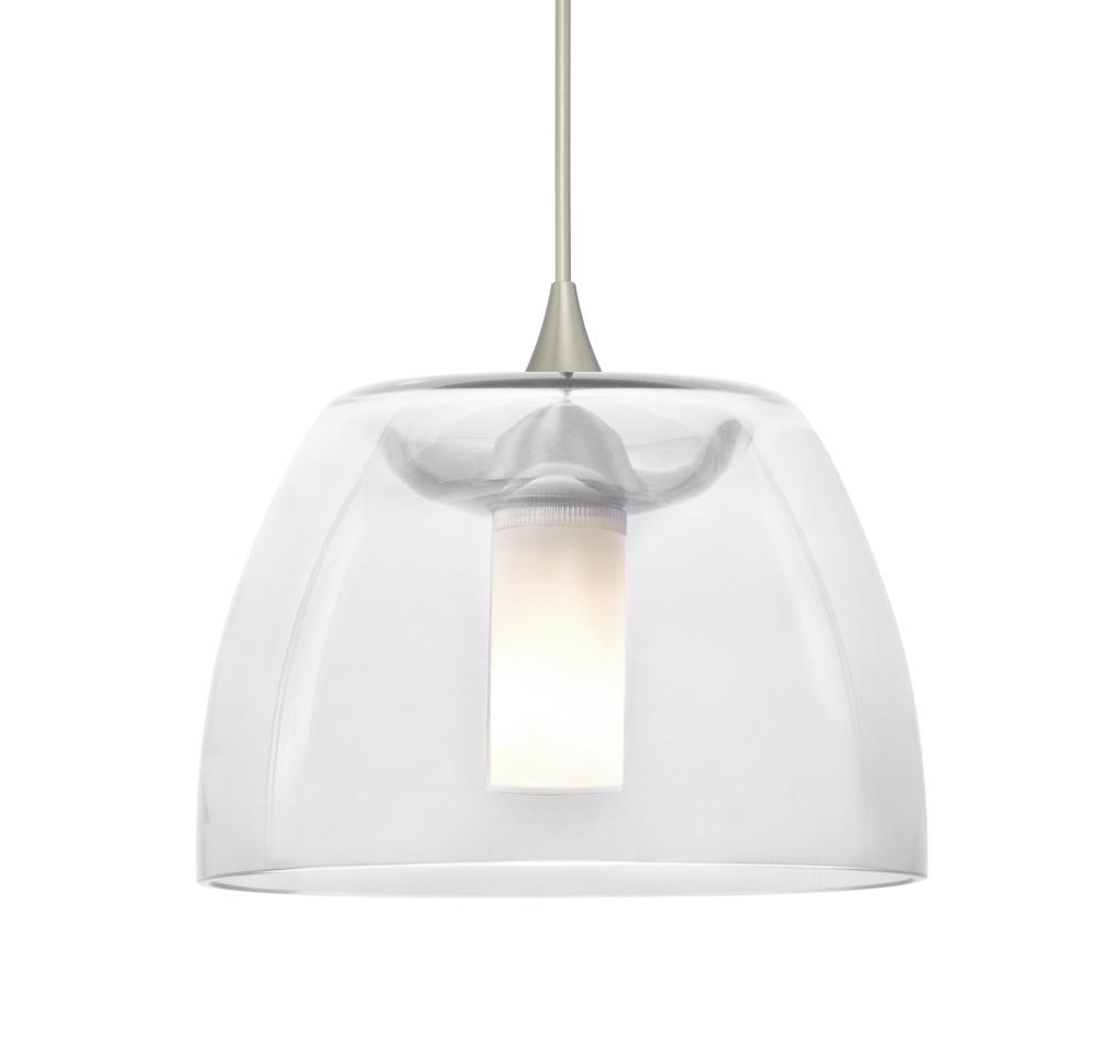 Besa Spur Cord Pendant, Clear, Satin Nickel Finish, 1x35W Halogen, 15Ft. Cord