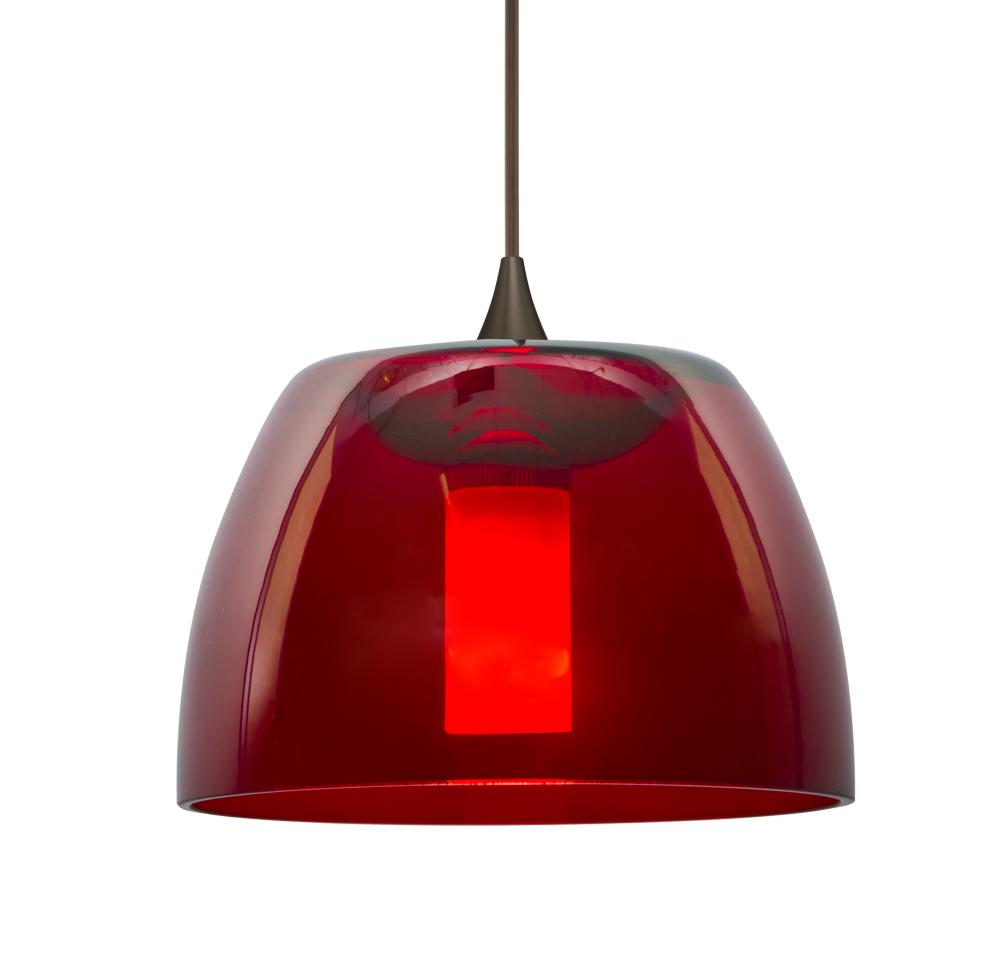 Besa Spur Cord Pendant, Red, Bronze Finish, 1x35W Halogen, 15Ft. Cord