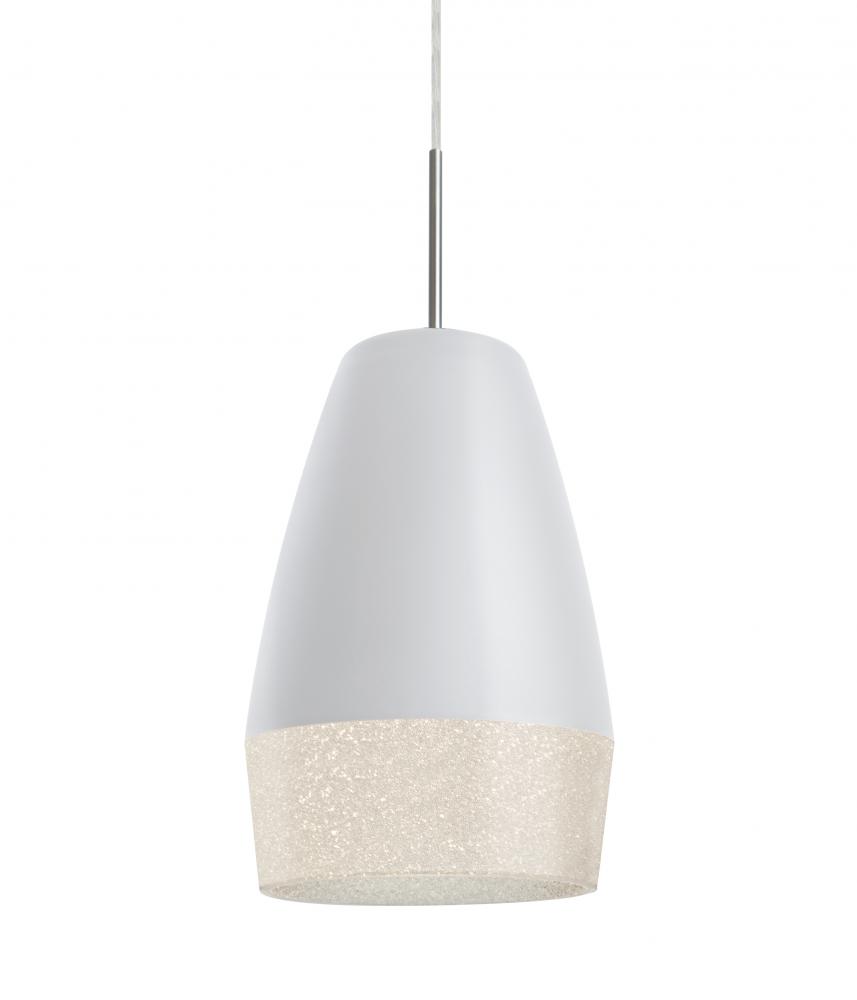 Abu 12 Cord Pendant for Mulitport Canopy, White/Glitter, Satin Nickel Finish, 1x60W Medium base