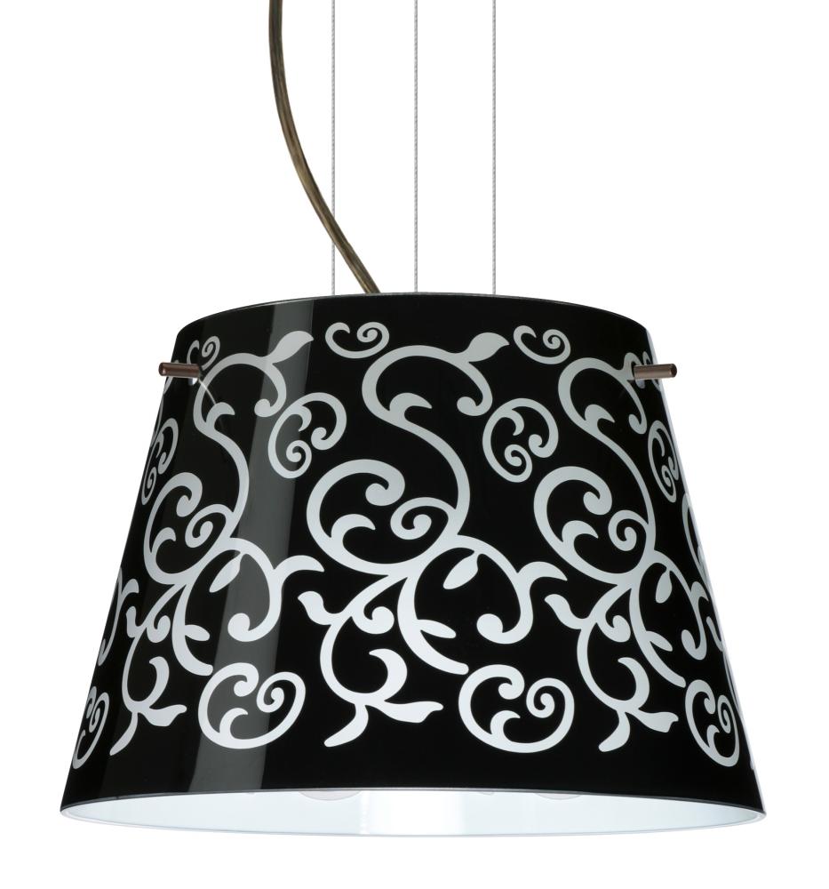 Besa Pendant Amelia 12 Bronze Black Damask 1x100W A19