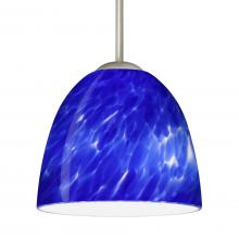 Besa Lighting 1BC-757286-LED-SN-L - Besa Sasha LED Pendant 1Bc Blue Cloud Satin Nickel 1x9W LED, 15Ft. Cord