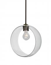 Besa Lighting 1TT-PLATOCL-BR-NI - Besa, Plato Stem Pendant, Clear, Bronze Finish, 1x60W Medium Base