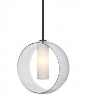 Besa Lighting 1TT-PLATOCL-LED-BR - Besa, Plato Stem Pendant, Clear/Opal, Bronze Finish, 1x5W LED