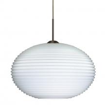 Besa Lighting J-491307-BR-L - Besa Pendant For Multiport Canopy Pape 12 Bronze Opal Ribbed 1x75W Medium Base, 15Ft.