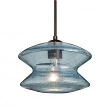 Besa Lighting J-ZENBL-BR-L - Besa, Zen Cord Pendant For Multiport Canopy, Blue Bubble, Bronze Finish, 1x60W Medium