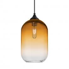 Besa Lighting OP-OMEGA12AM-BK - Besa, Omega 12 Outdoor Pendant,Amber/Clear, Black Finish, 1x60W E26 Base