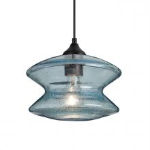 Besa Lighting OP-ZENBL-BK - Besa, Zen Outdoor Pendant, Blue Bubble, Black Finish, 1x60W E26 Base