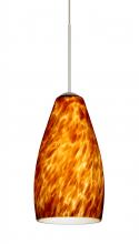 Besa Lighting RXP-719818-SN-L - Besa Pendant Karli Satin Nickel Amber Cloud 1x50W Halogen, 15Ft. Cord