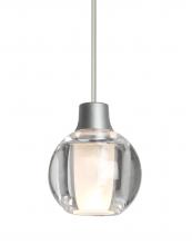 Besa Lighting RXP-BOCA3CL-LED-SN-L - Besa, Boca 3 Cord Pendant, Clear, Satin Nickel Finish, 1x3W LED, 15Ft. Cord