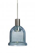 Besa Lighting RXP-KIBABL-LED-SN-L - Besa, Kiba Cord Pendant, Blue Bubble, Satin Nickel Finish, 1x3W LED, 15Ft. Cord