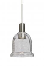 Besa Lighting RXP-KIBACL-LED-SN-L - Besa, Kiba Cord Pendant, Clear Bubble, Satin Nickel Finish, 1x3W LED, 15Ft. Cord