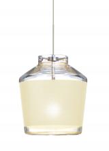 Besa Lighting RXP-PIC6CR-LED-SN - Besa Pendant Pica 6 Satin Nickel Creme Sand 1x5W LED