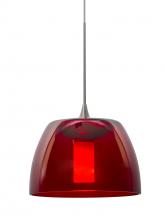 Besa Lighting RXP-SPURRD-LED-SN - Besa Spur Cord Pendant, Red, Satin Nickel Finish, 1x3W LED