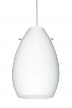 Besa Lighting XP-171307-LED-SN-L - Besa Pendant Pera 6 Satin Nickel Opal Matte 1x5W LED, 15Ft. Cord