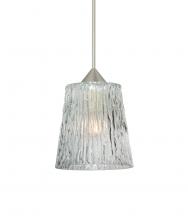 Besa Lighting XP-512500-LED-SN-L - Besa Pendant Nico 4 Satin Nickel Clear Stone 1x5W LED, 15Ft. Cord