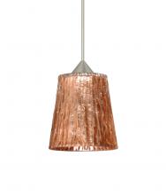 Besa Lighting XP-5125CF-LED-SN-L - Besa Pendant Nico 4 Satin Nickel Stone Copper Foil 1x5W LED, 15Ft. Cord