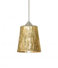 Besa Lighting XP-5125GF-LED-SN-L - Besa Pendant Nico 4 Satin Nickel Stone Gold Foil 1x5W LED, 15Ft. Cord