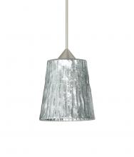 Besa Lighting XP-5125SF-LED-SN-L - Besa Pendant Nico 4 Satin Nickel Stone Silver Foil 1x5W LED, 15Ft. Cord