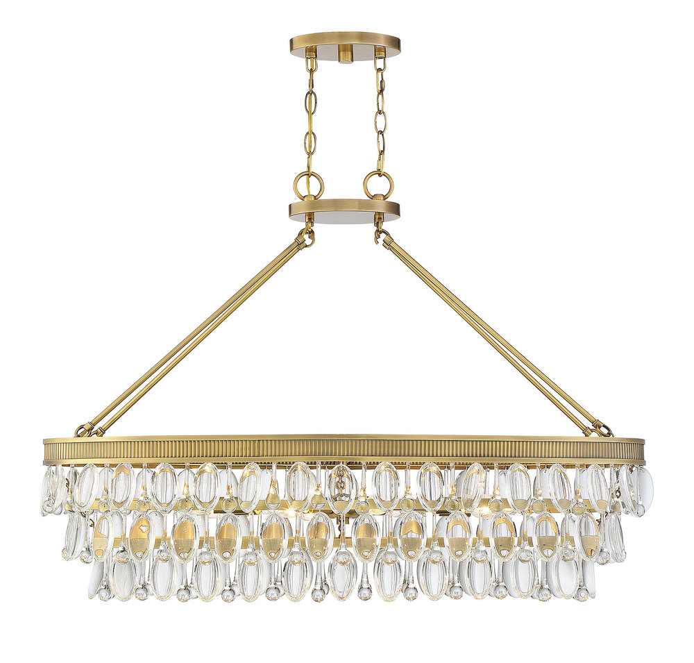 Windham 8-Light Linear Chandelier in Warm Brass