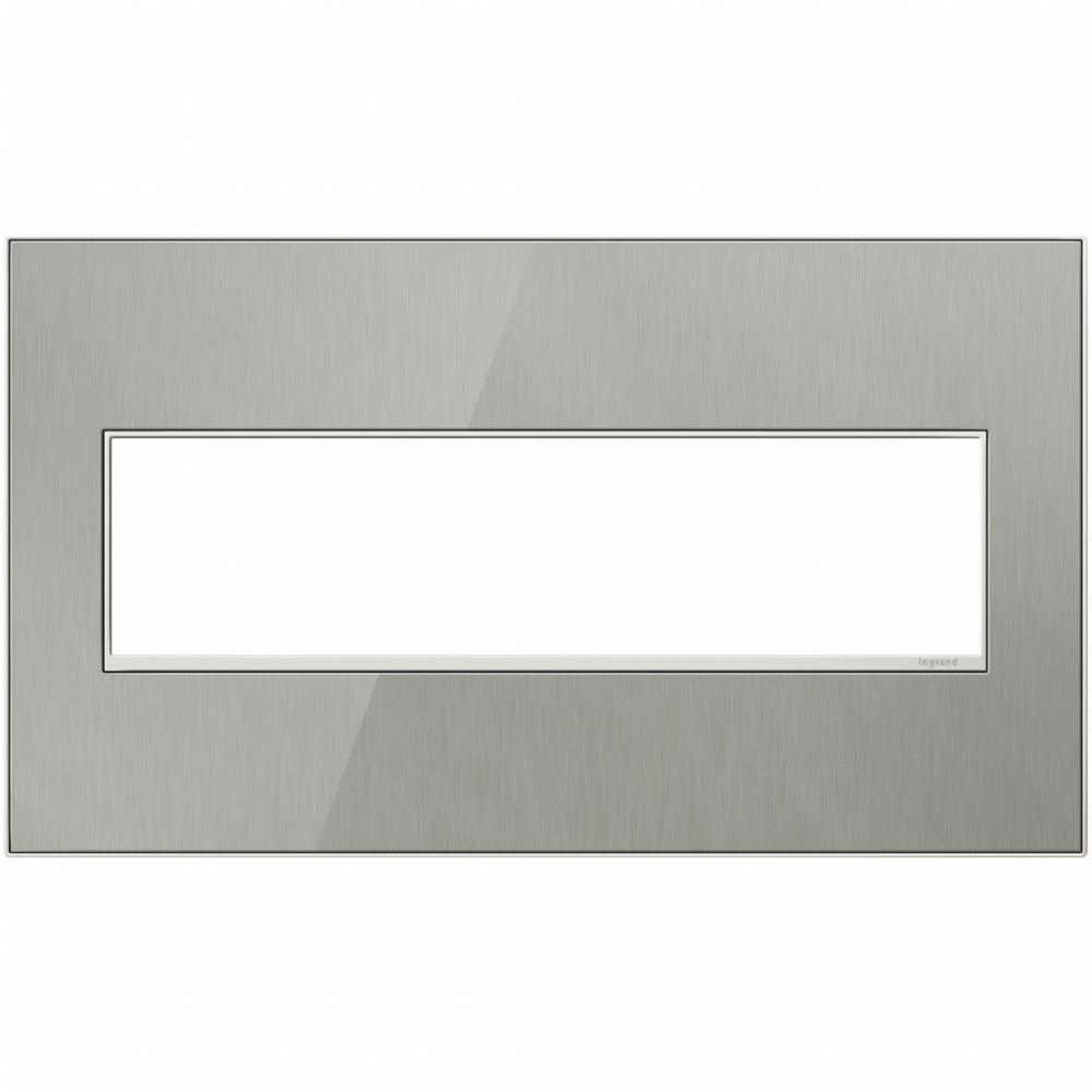 Adorne® Brushed Stainless Four-Gang Screwless Wall Plate