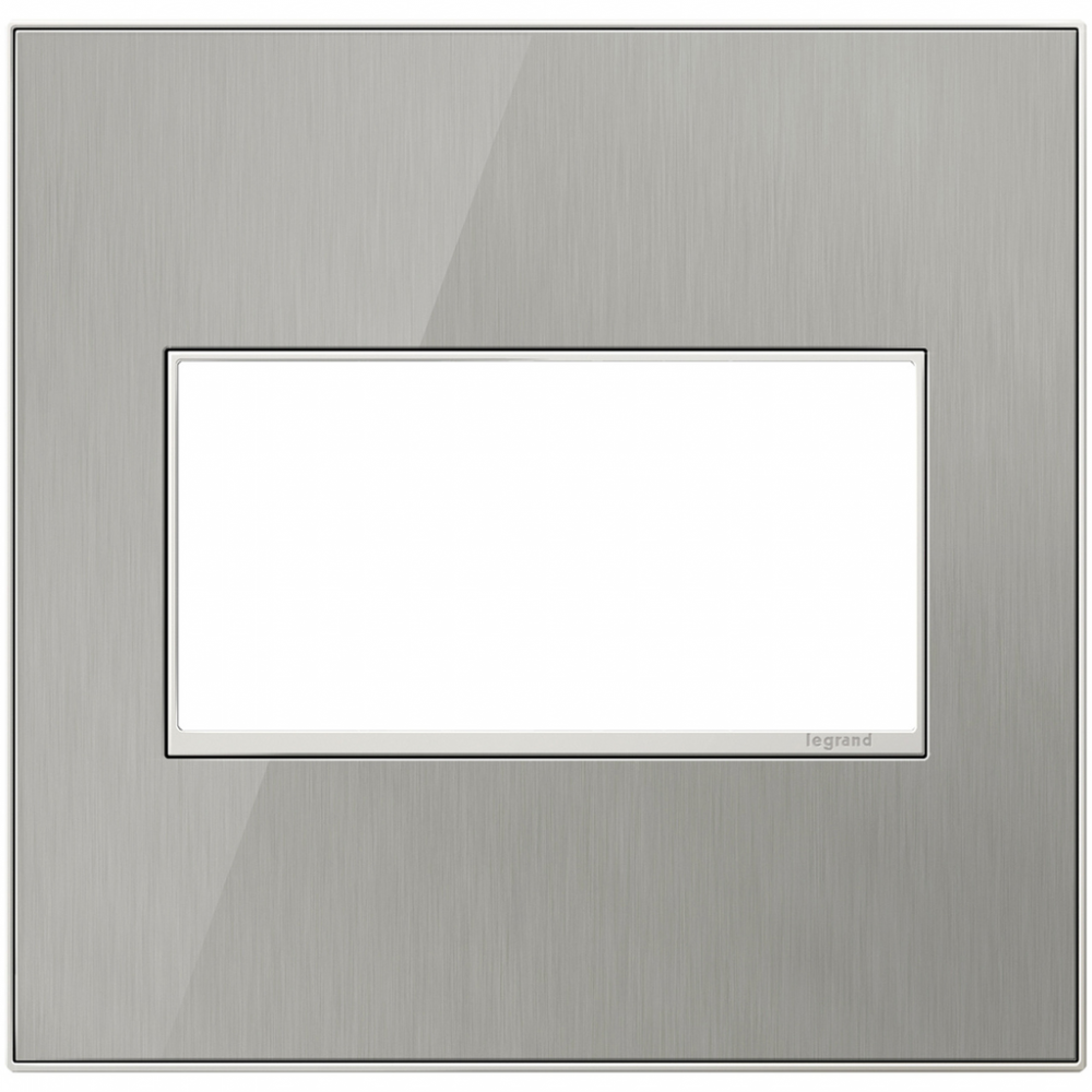 Adorne® Brushed Stainless Two-Gang Screwless Wall Plate