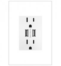 Legrand ARTRUSB153W4WP - Adorne® Dual-USB Outlet with Gloss White Wall Plate, White