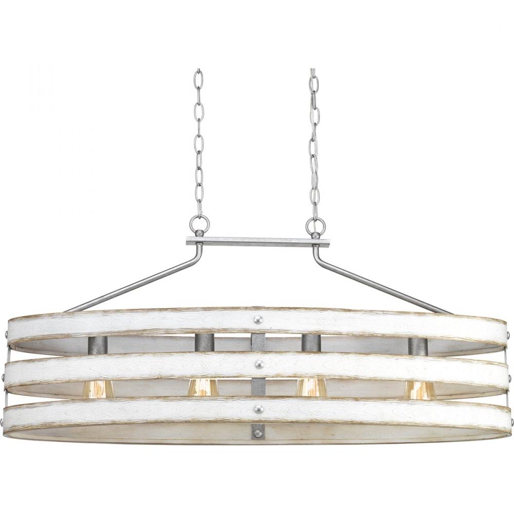 Gulliver Collection Four-Light Galvanized Finish Coastal Linear Chandelier Light