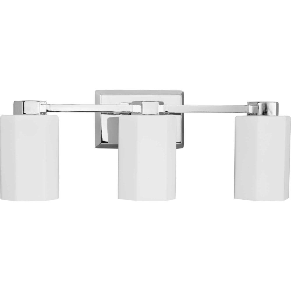 Estrada Collection Three-Light Polished Chrome Contemporary Bath & Vanity Light