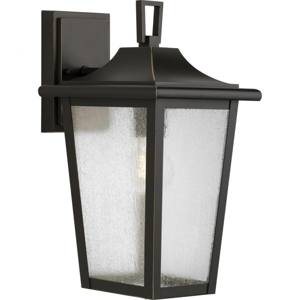 Padgett Collection One-Light Transitional Antique Bronze Clear Seeded Glass Outdoor Wall Lantern