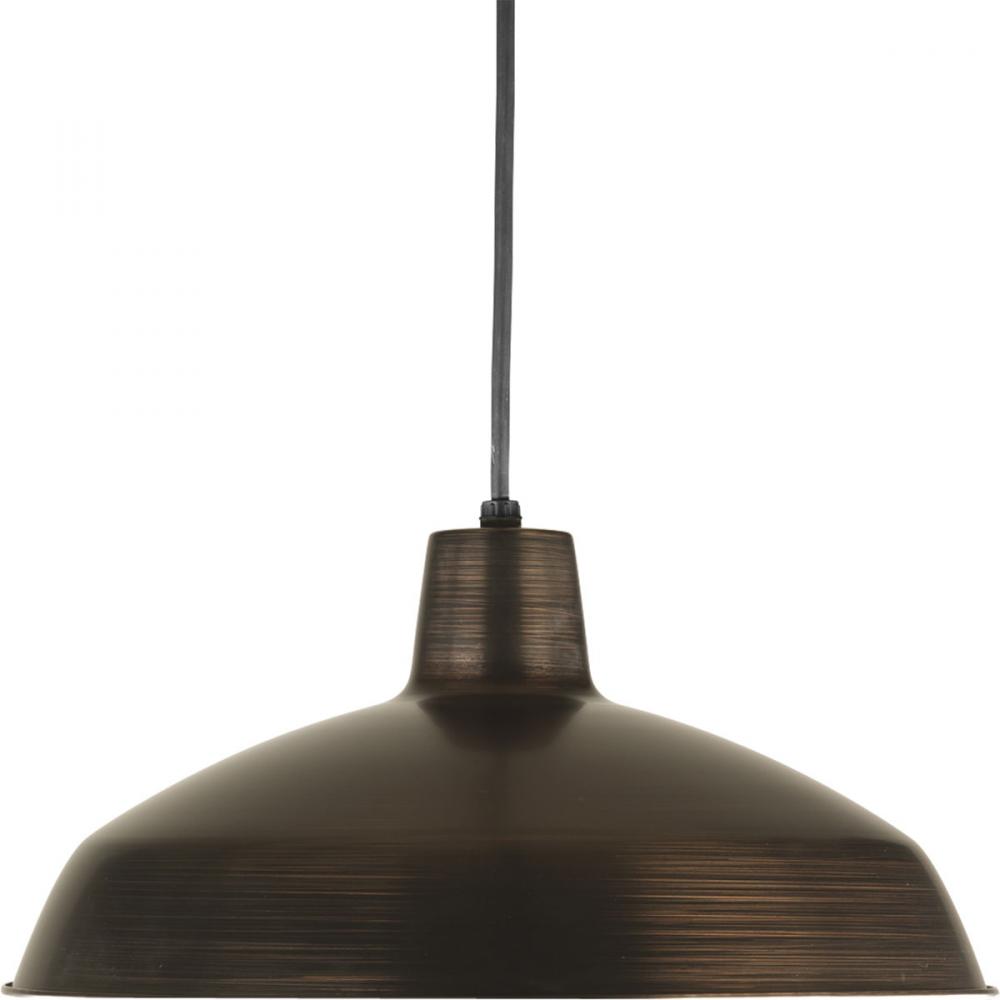 Metal Shade Collection One-Light Venetian Bronze Spun Metal Shade Farmhouse Pendant Light