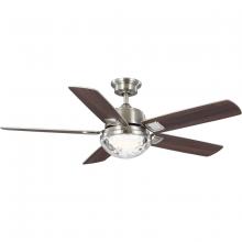 Progress P250104-009-CS - Tompkins Collection 52 in. Five Blade Brushed Nickel Coastal Ceiling Fan with Integrated CCT-LED Lig