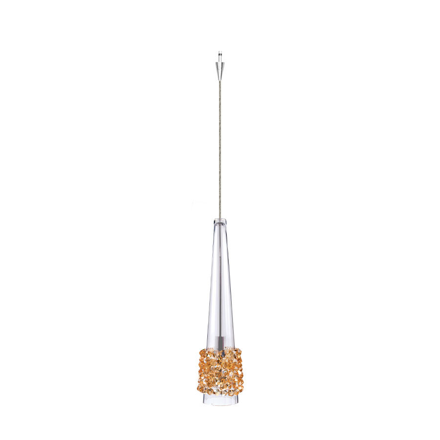 Kalysta LED 1 Light Quick Connect Pendant with Champagne Diamond Crystals in Brushed Nickel