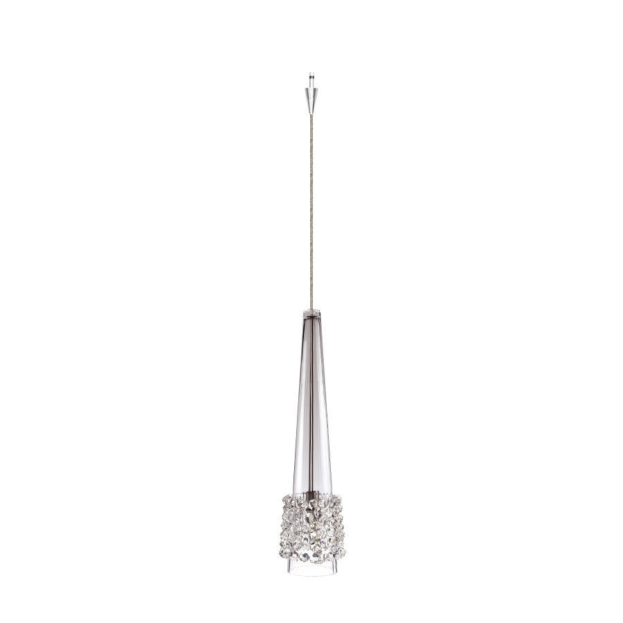 Kalysta LED 1 Light Quick Connect Pendant with Clear Diamond Crystals in Brushed Nickel