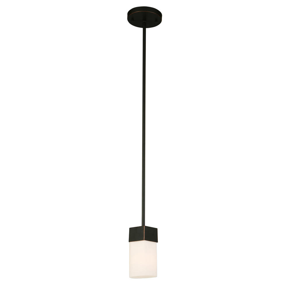 1x60W Mini Pendant w/ Oil Rubbed Bronze Bronze Finish & Frosted Glass