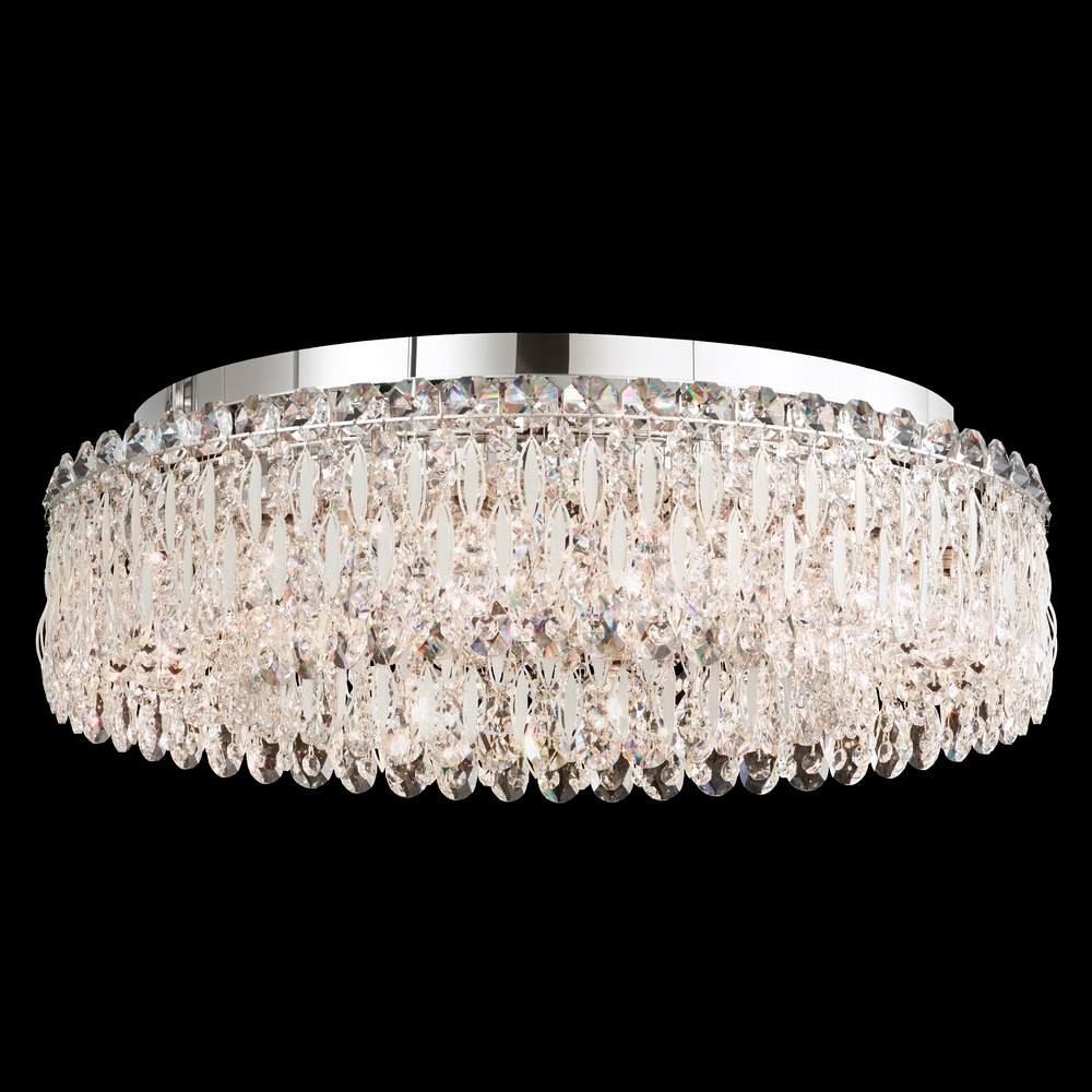 Sarella 12 Light 120V Flush Mount in Black with Clear Crystals from Swarovski