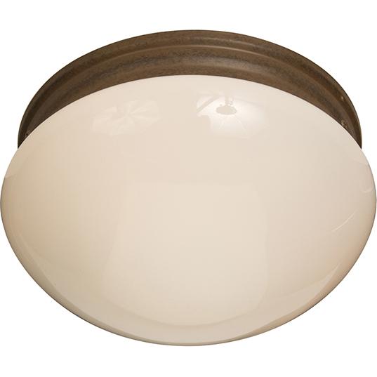 Two Light Country Stone White Glass Mushroom Flush Mount