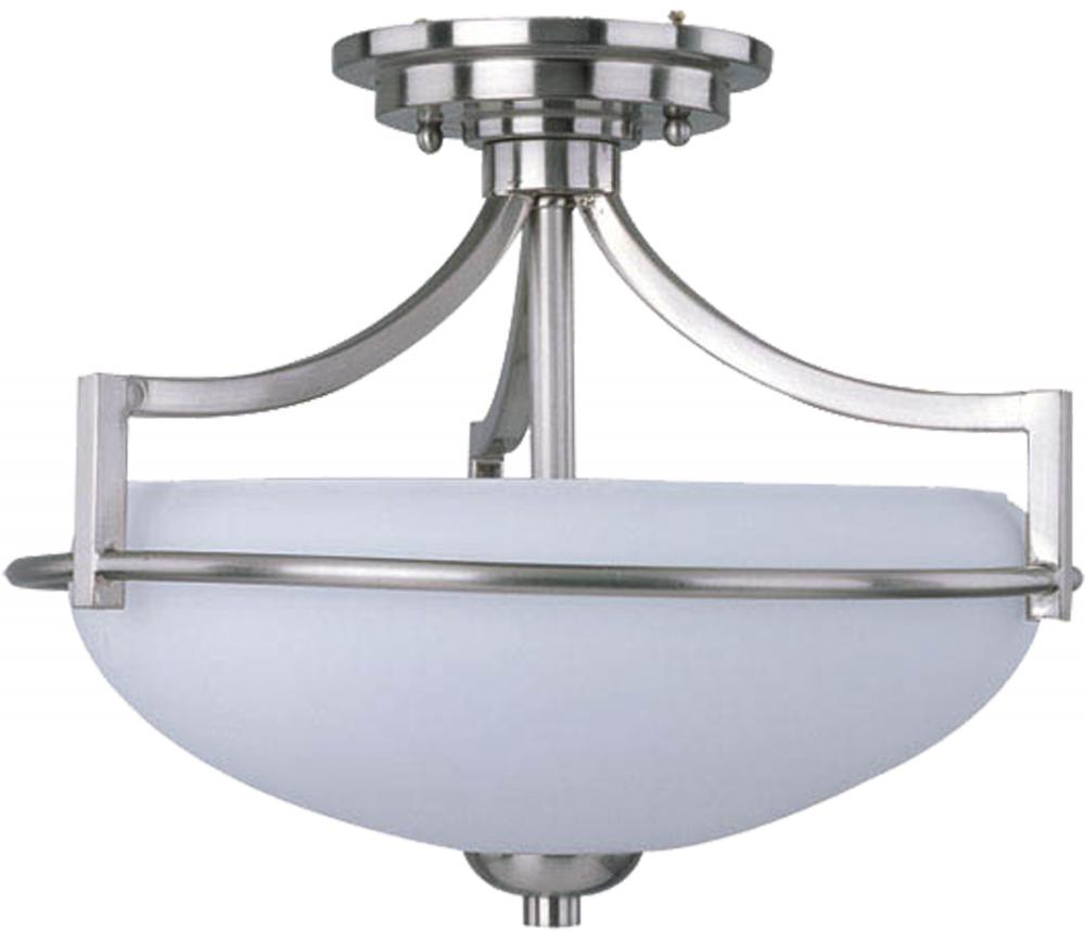 Satin Nickel White Glass Up Pendant