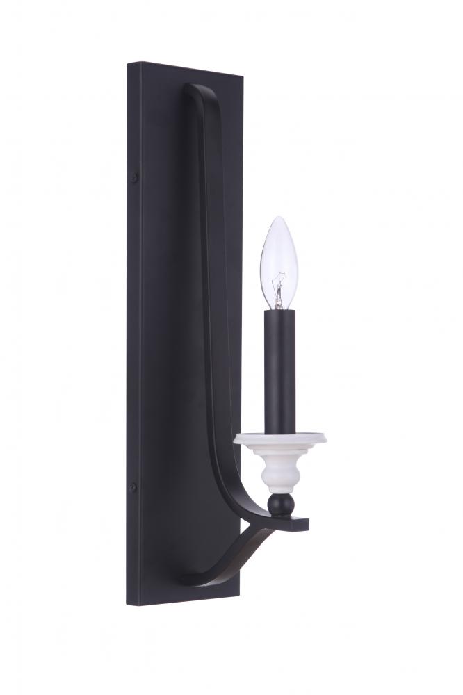 Esme 1 Light Sconce in Flat Black/Matte White