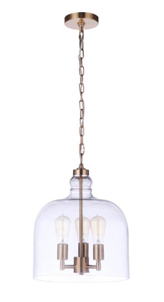 Jackson 3 Light Pendant, Satin Brass