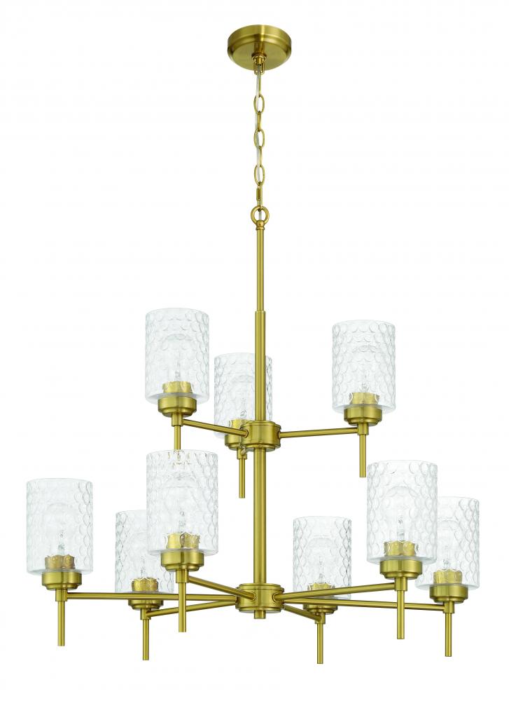 Claire 9 Light Chandelier in Satin Brass